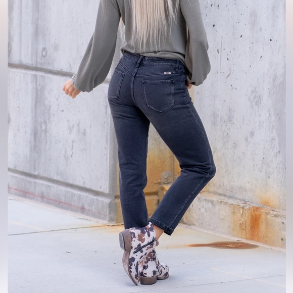 KANCAN Slim Boyfriend Ultra- Comfortable Jeans in Dark Gray 0/23 - Picture 2 of 11